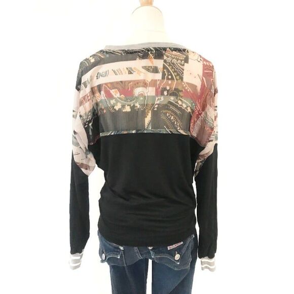 Anthropologie Tiny Pippa Black Tie Front Blouse Sheer Panels XS - Picture 5 of 9